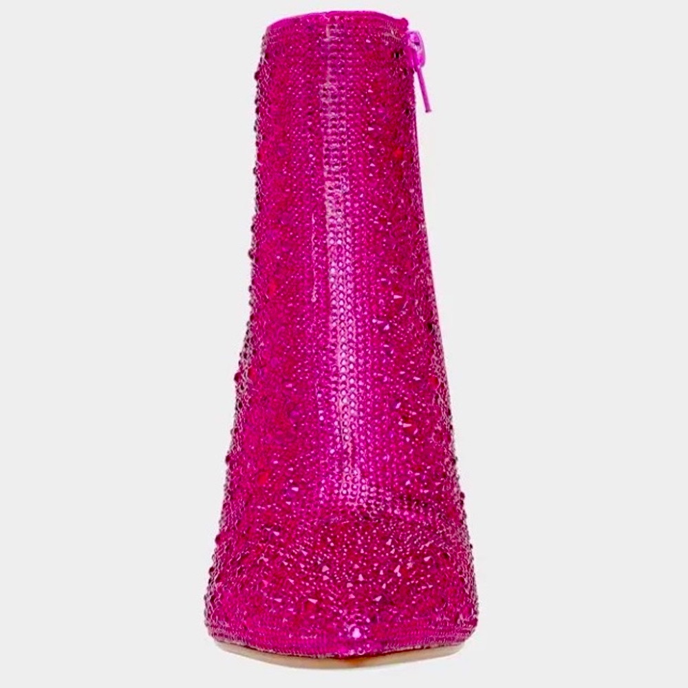 C’mon Barbie Let’s Go Party! New Fucshia Rhinestone Embellished Boots Booties - Picture 5 of 6
